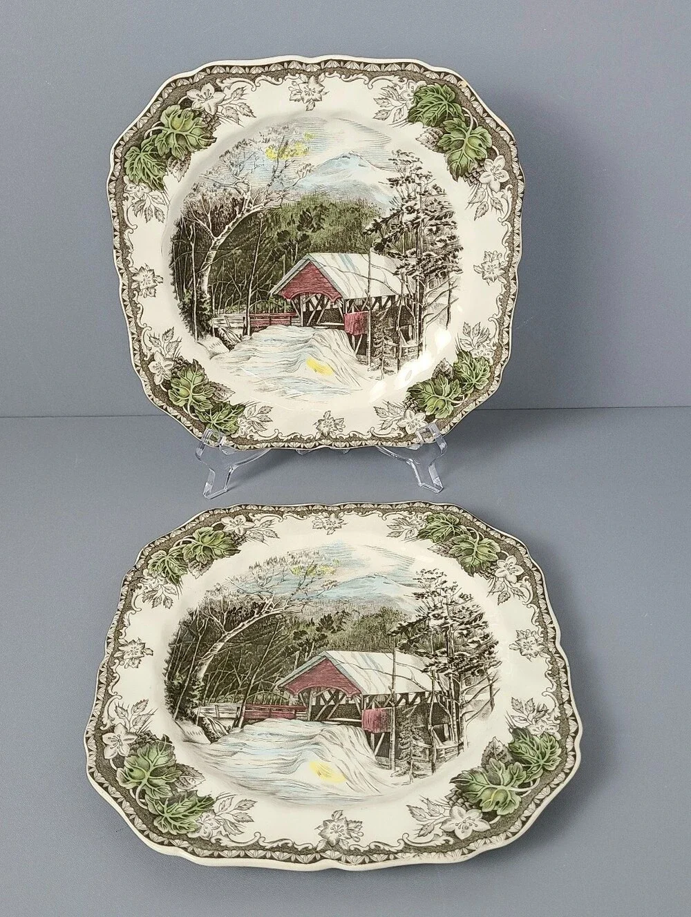 Johnson Brothers Friendly Village The Covered Bridge Salad Plates- Set of 2